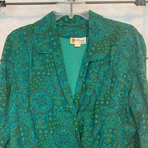 RELOMS Vintage Mandala Paisley Button Down Dress Green Women's Size 20 - Picture 9 of 12